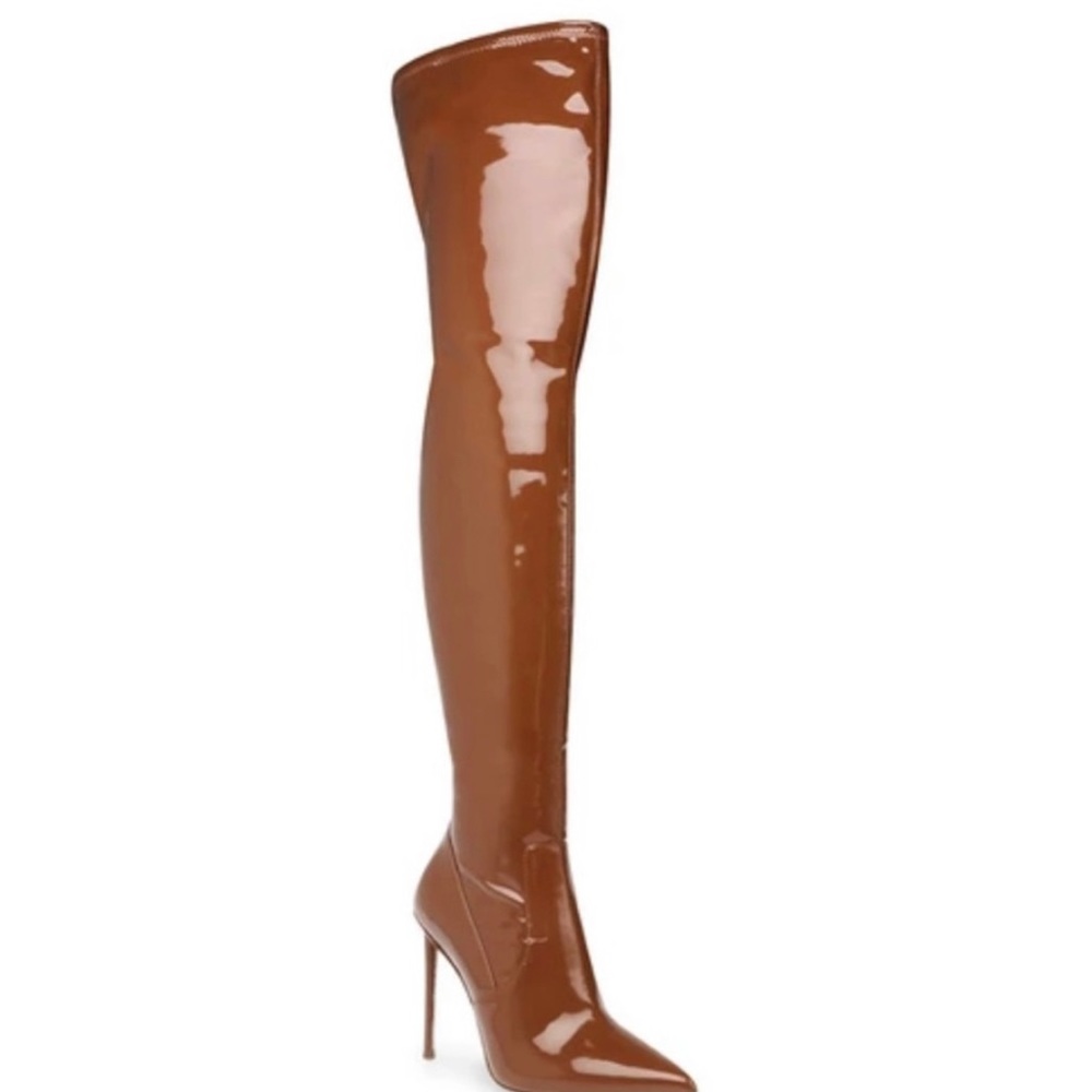 Steve Madden Cognac Patent Over the Knee Boots